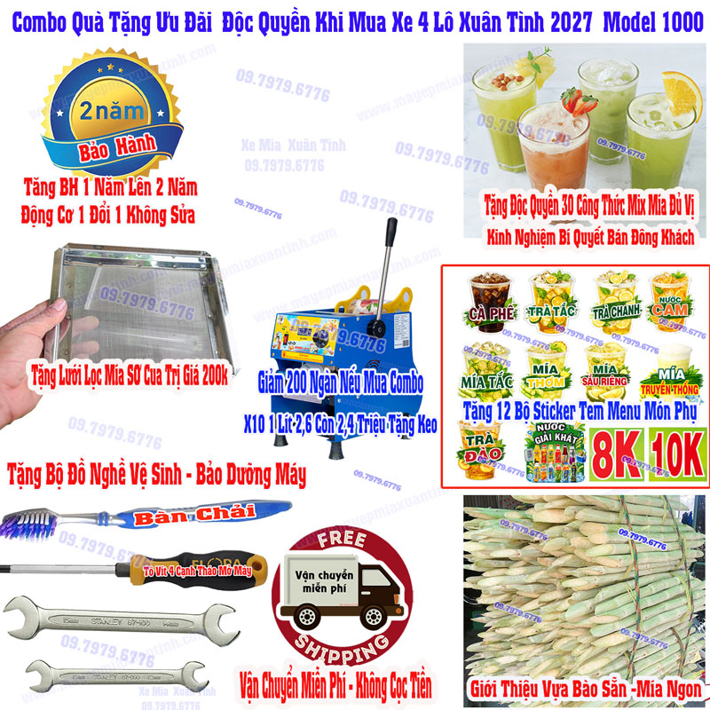 Qua Tang Xe Nuoc Mia 4 Lo 73 Tu Kinh Model 1000 Qua Tang Xe Nuoc Mia 4 Lo 73 Tu Kinh Model 1000