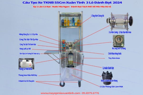 Cấu Tạo Xe Tủ Kính Nửa Bàn 55cm