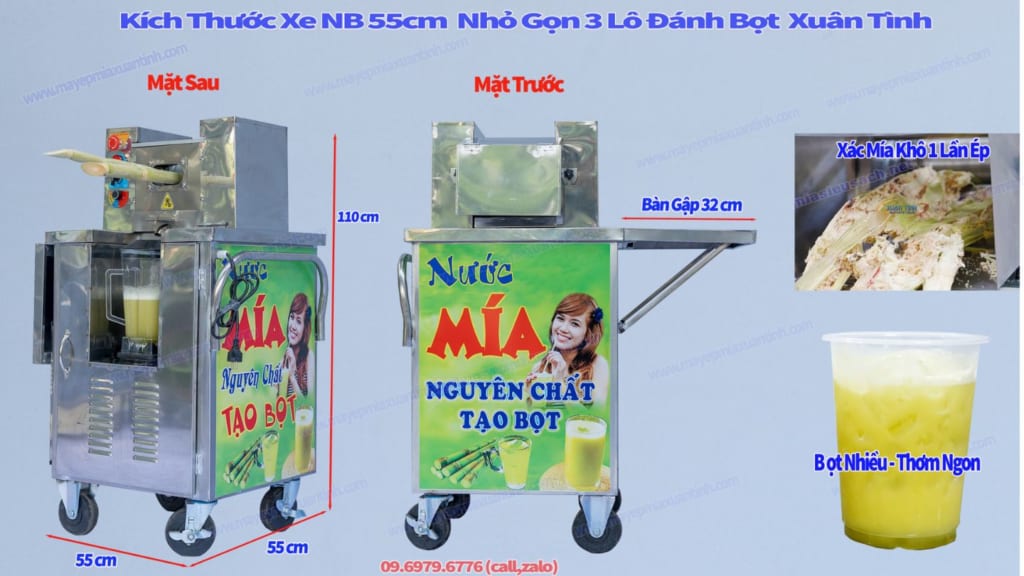 Xe Nước Mía Siêu Sạch Nửa Bàn Tạo Bọt