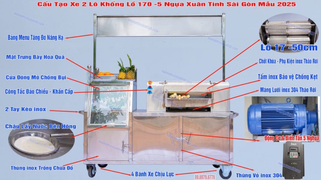 Cấu Tạo Xe 2 Lô 5 Ngựa 170cm