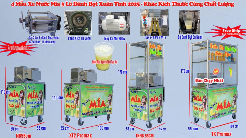 Xe Nước Mía Siêu Sạch Tạo Bọt 2025