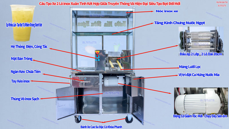 Xe Nuoc Mia 2 Lo Inox Ep Nhieu Lan Tao Bot 2