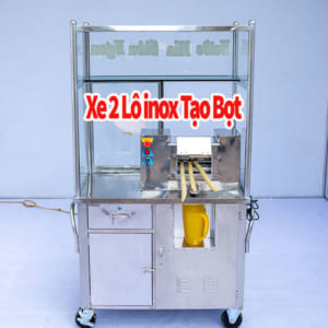 Xe Nước Mía 2 Lô Inox Ép Nhiều Lần Tạo Bọt