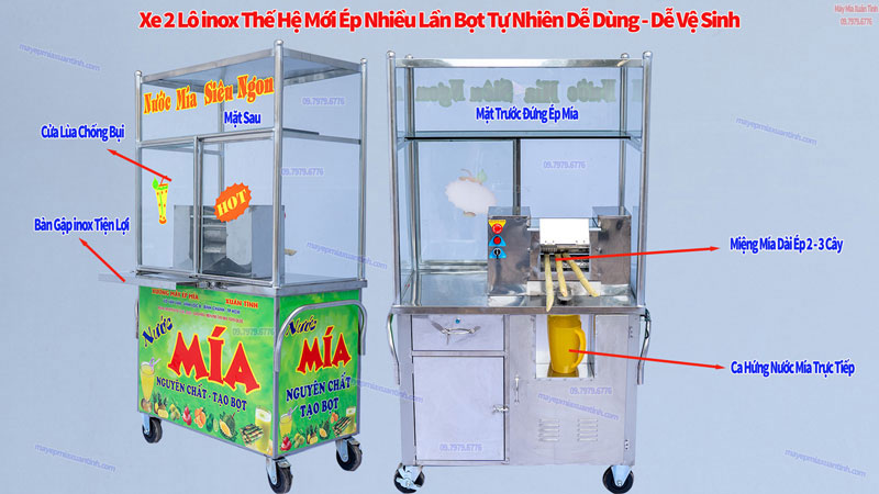 Xe Nuoc Mia 2 Lo Inox Ep Nhieu Lan Tao Bot 6